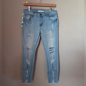 Encore Jeans Light Blue Denim Distressed Skinny Jeans Size 11